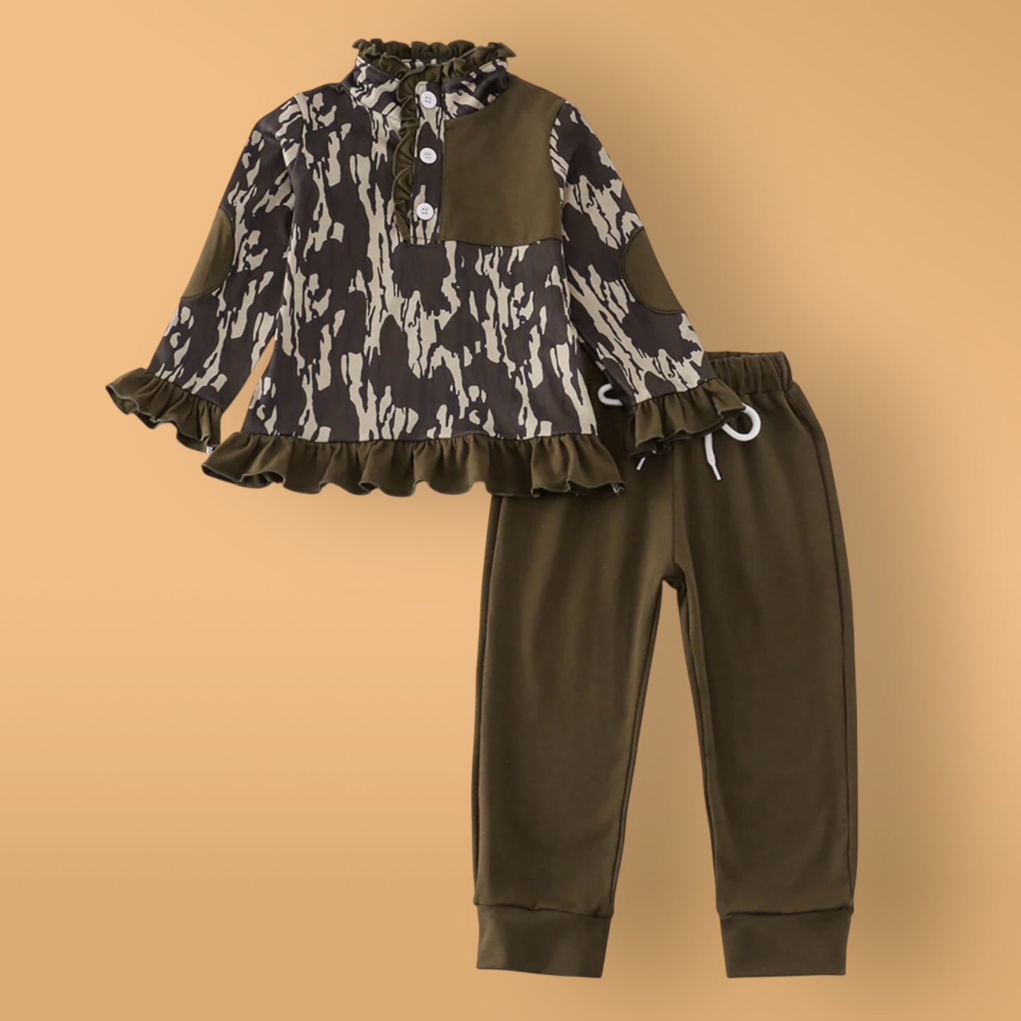 Pre-Order Girls Camouflage Print Ruffle Pants Set