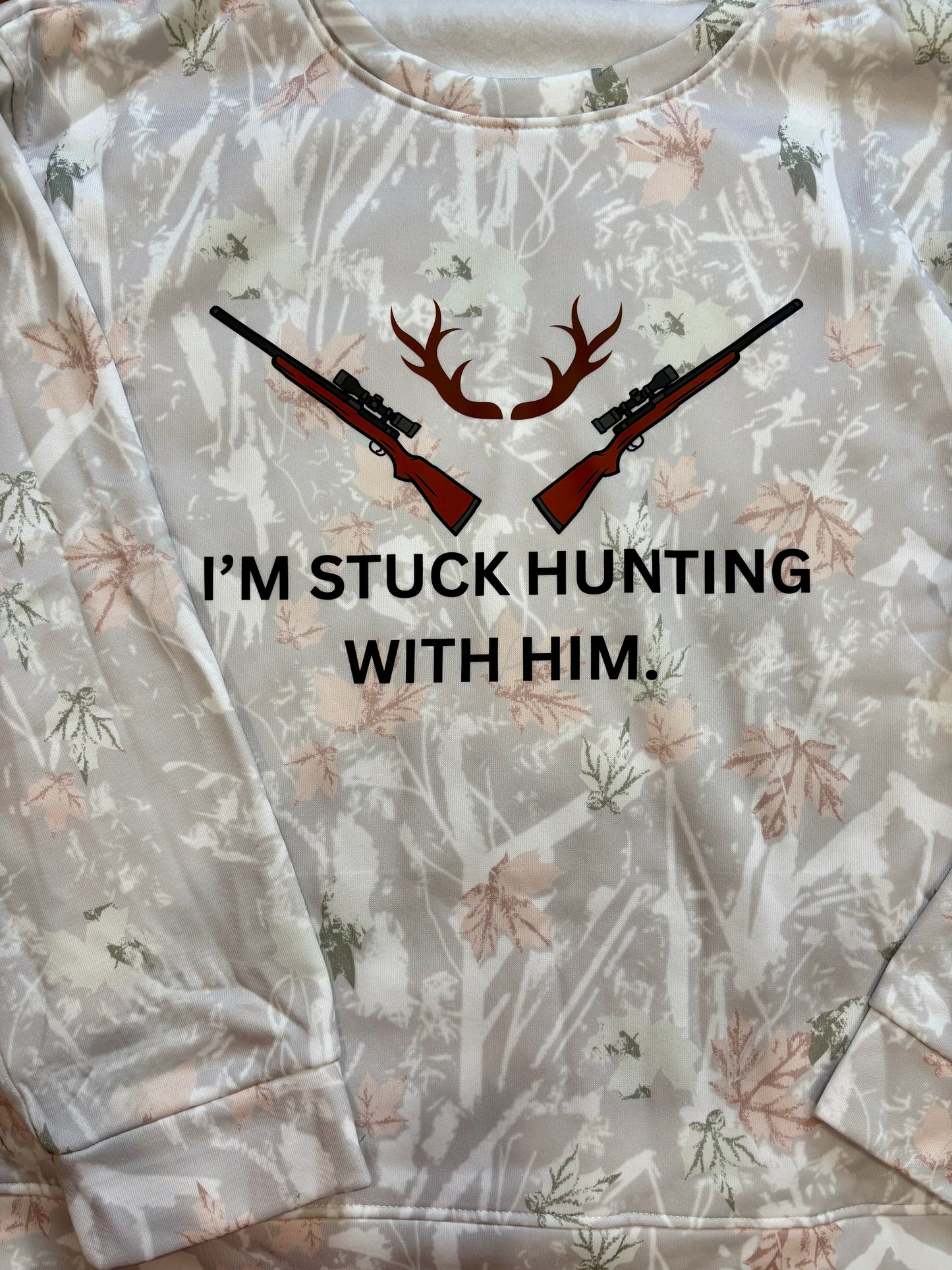 Hunting Maple Leaf Camo Print Oversized Sweatshirt