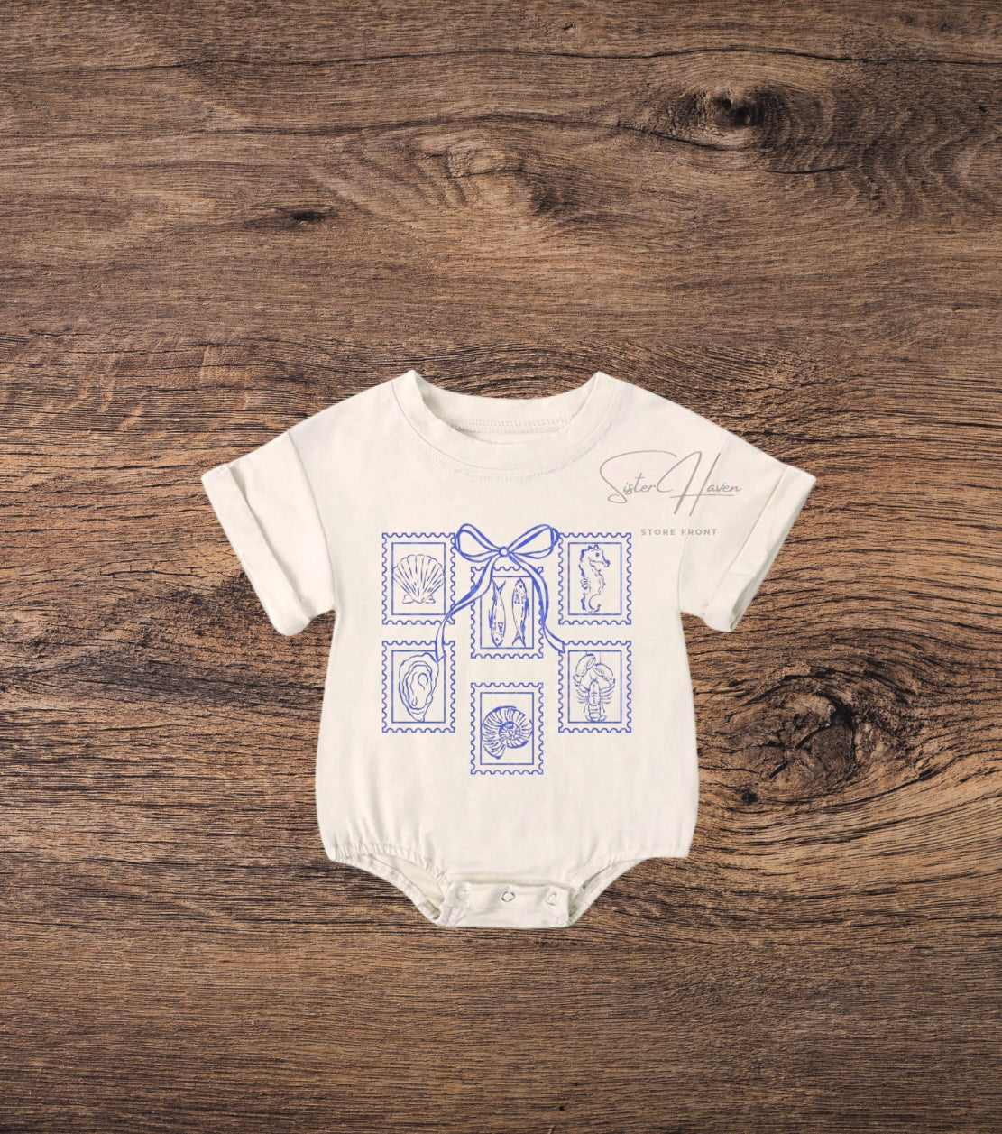 PRE-ORDER Summer Bubble Romper - Sea Shells & Bow