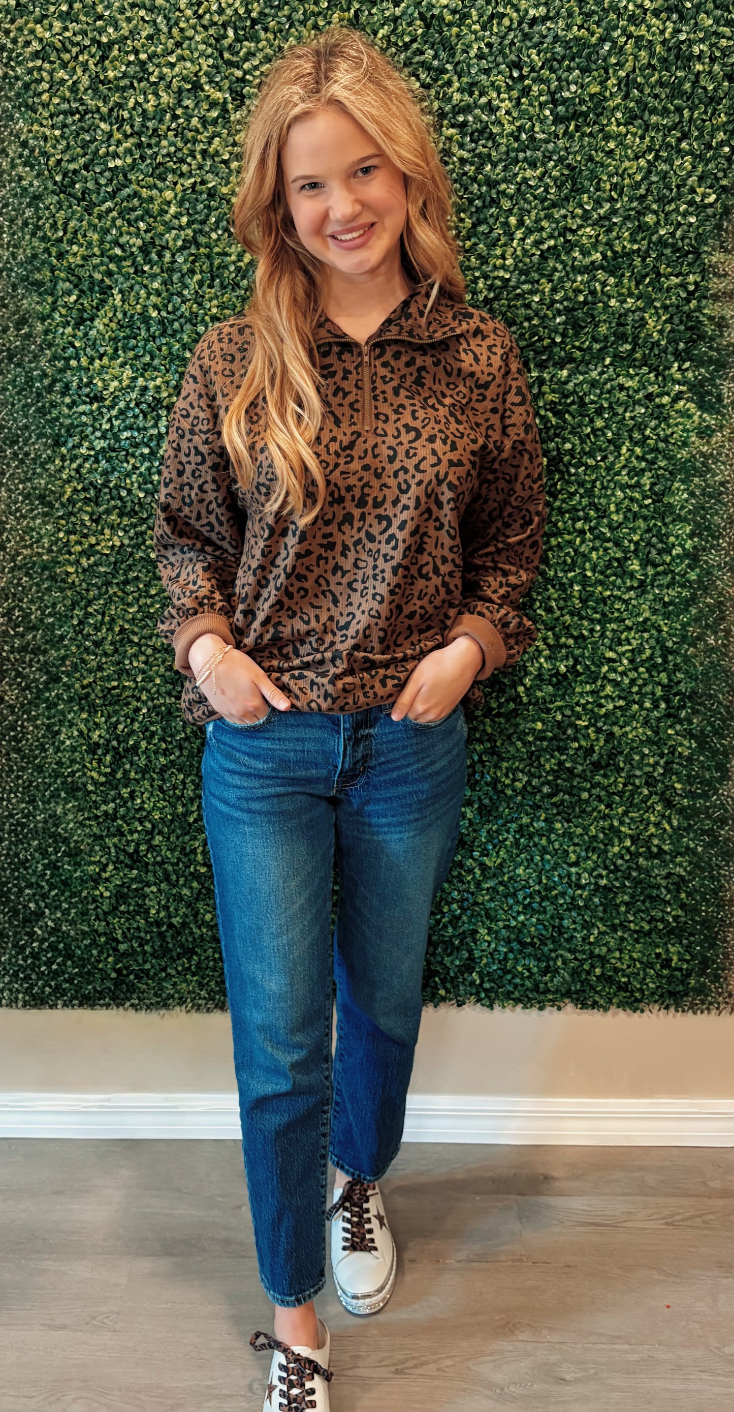 Brown Leopard Print Pullover