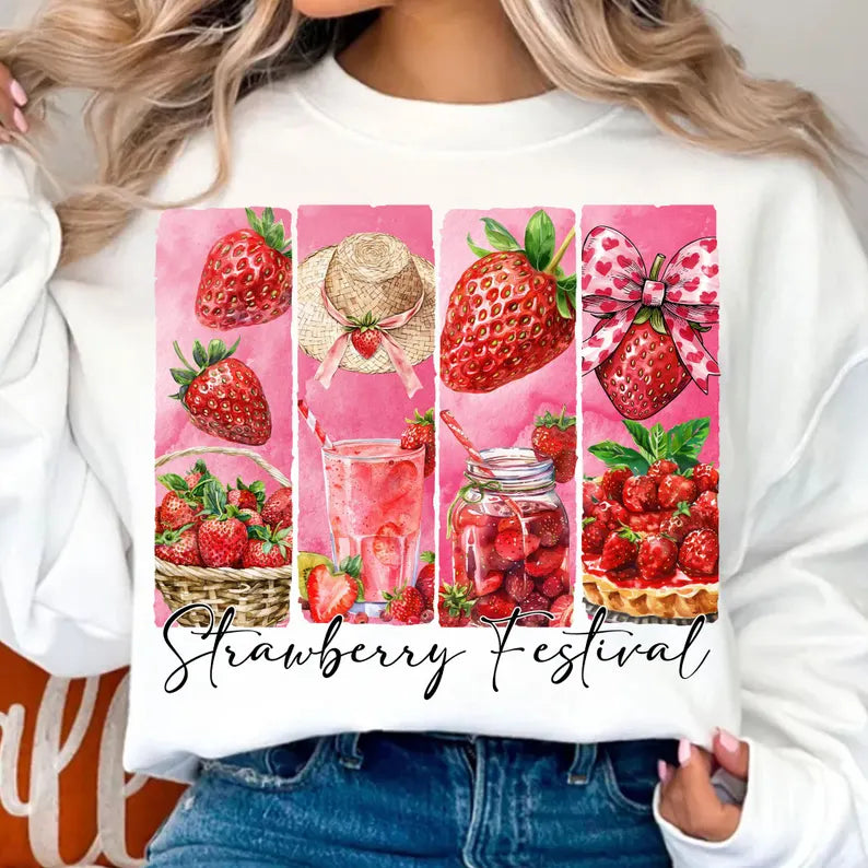 Strawberry White Sweatshirt