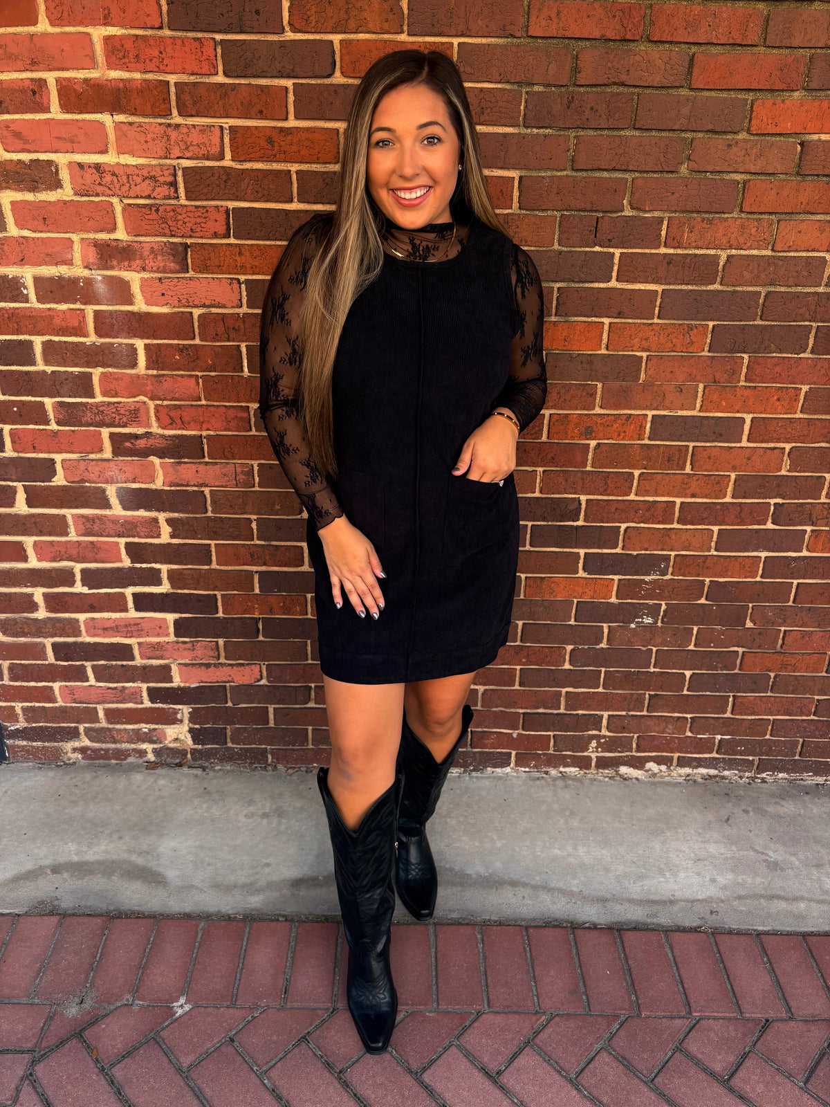 Black Dress with Patch Pockets