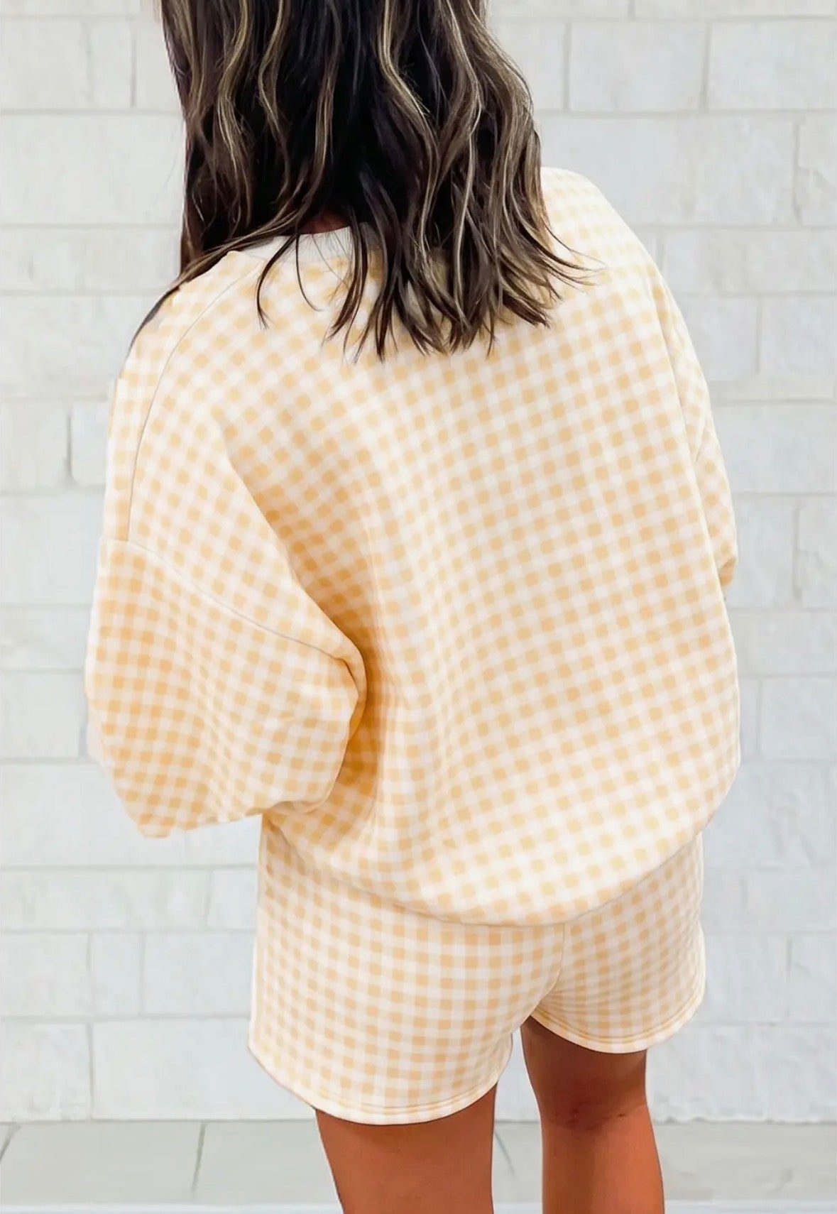 Gingham Crewneck & Shorts Set