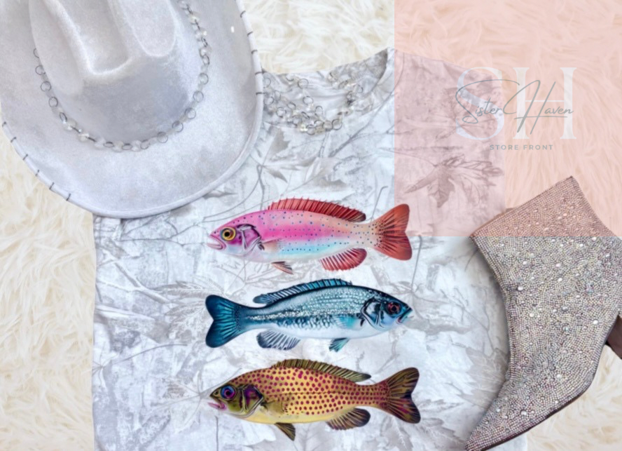 Gray/White Camo Fish Tee