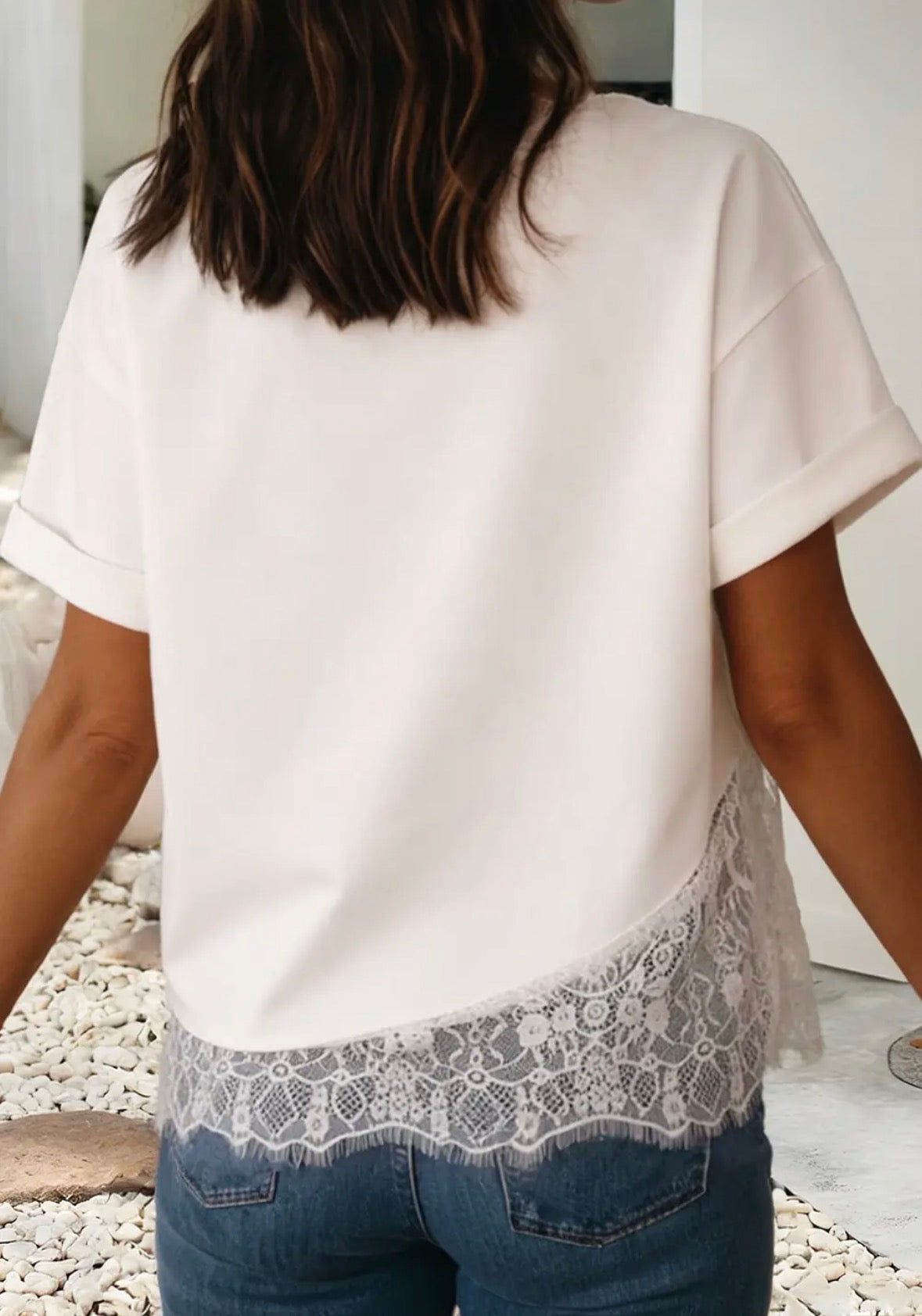 White Lace Trim Top