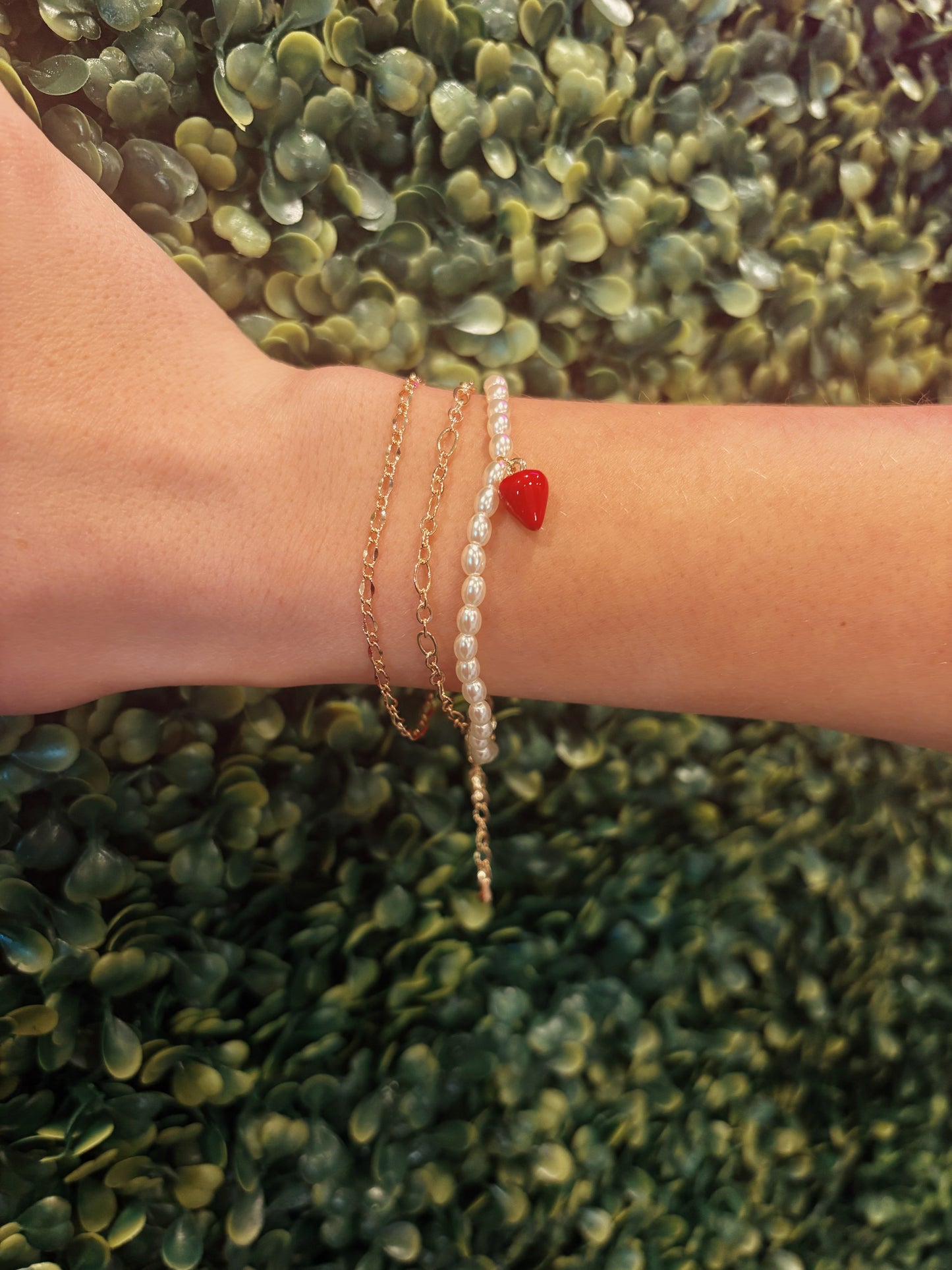 Beaded Strawberry Charm Bracelet - Set of 3