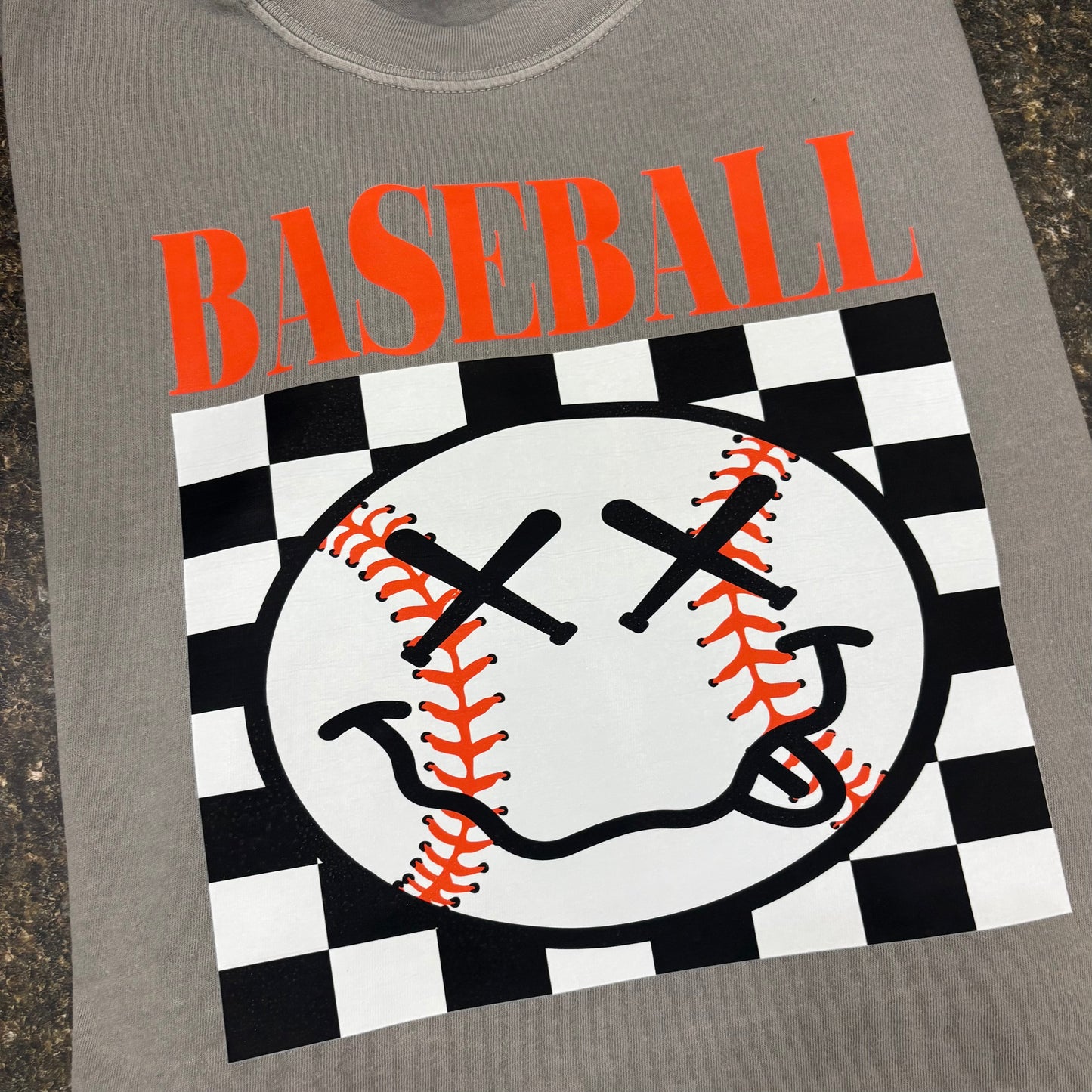 Baseball smiley face custom tee