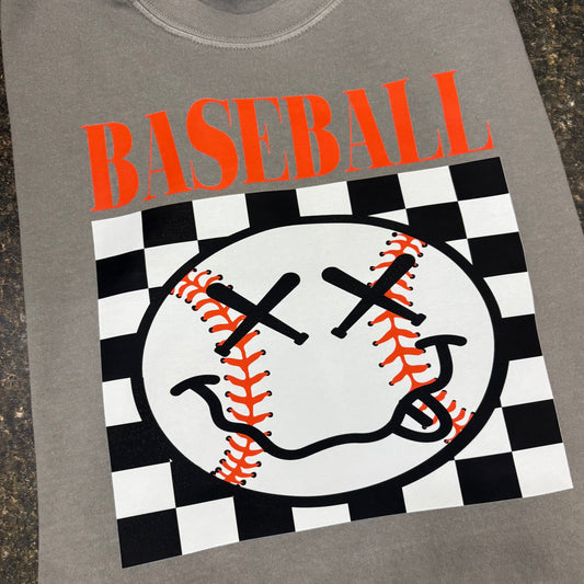 Baseball smiley face custom tee