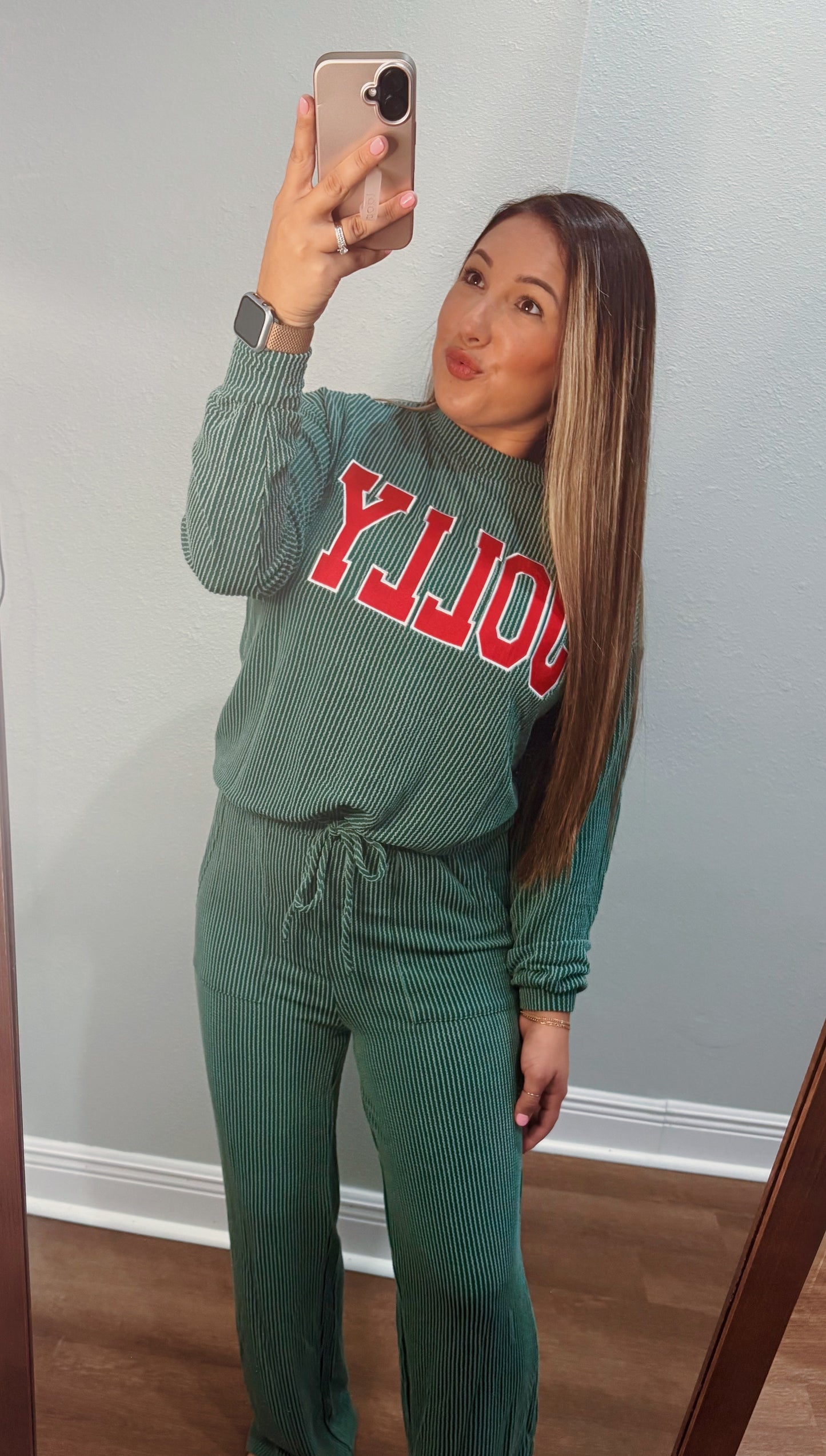Forest Green JOLLY Long Sleeve Top & Pants Set
