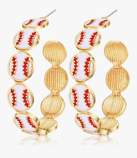 Baseball Game Day Hoop Earrings