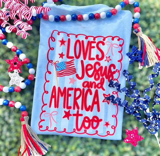 Love’s Jesus & America Too Tee