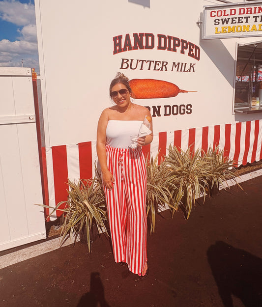 Vertical Vibes Red Stripe Pants