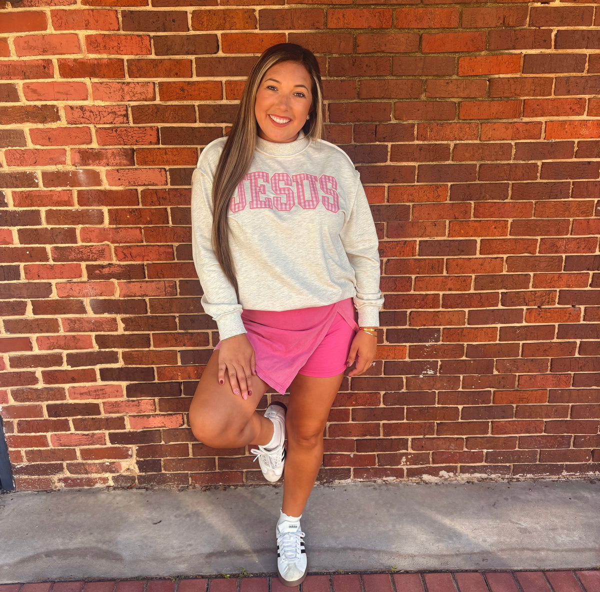 Gingham Jesus Mock Neck Sweatshirt