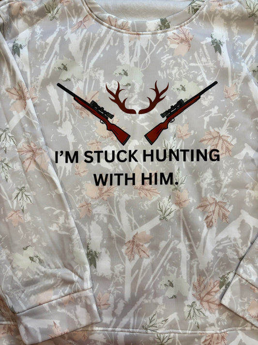 Hunting Maple Leaf Camo Print Oversized Sweatshirt