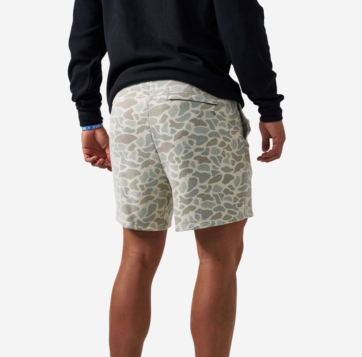 Vintage washed cotton shorts deer camo