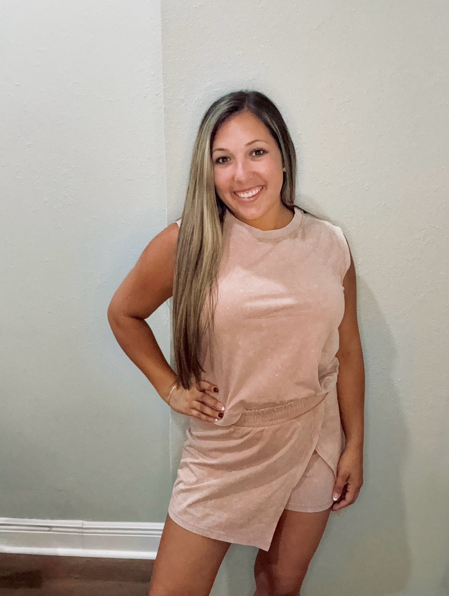 Beige/brown skort set