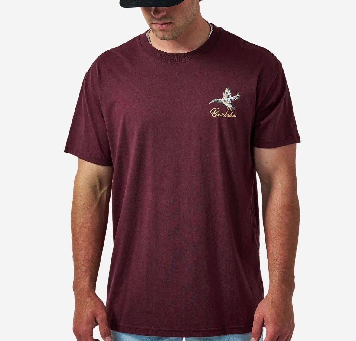 Short sleeve tee- pintail triangle duck - maroon