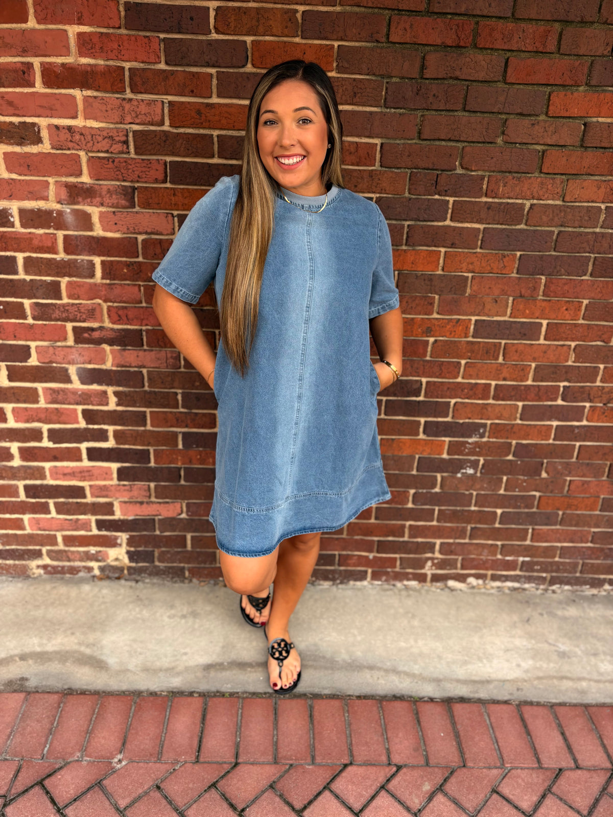 Short Sleeve Denim Dress