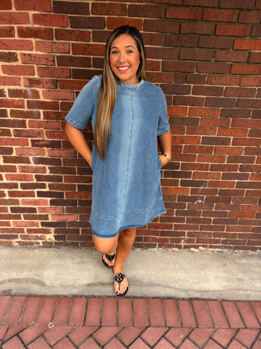 Short Sleeve Denim Dress