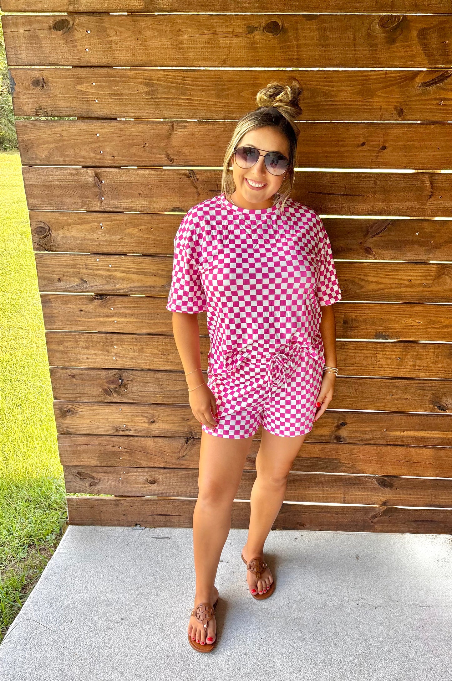 Pink & White Checkered Set