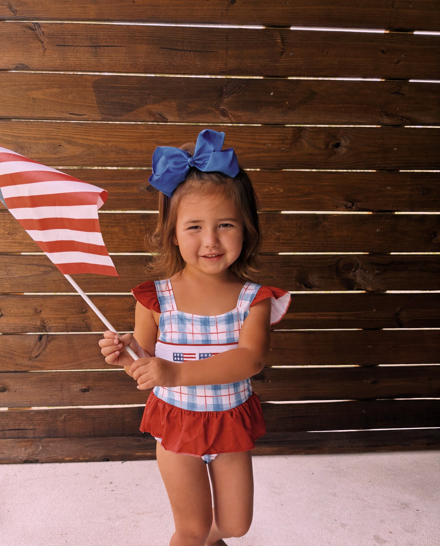 Flag patriotic girl bathing suit