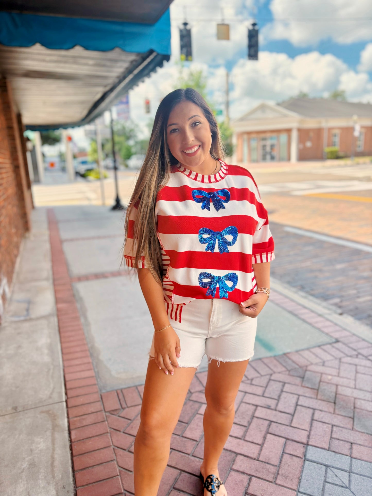 Red, White, & Blue Sequined Top