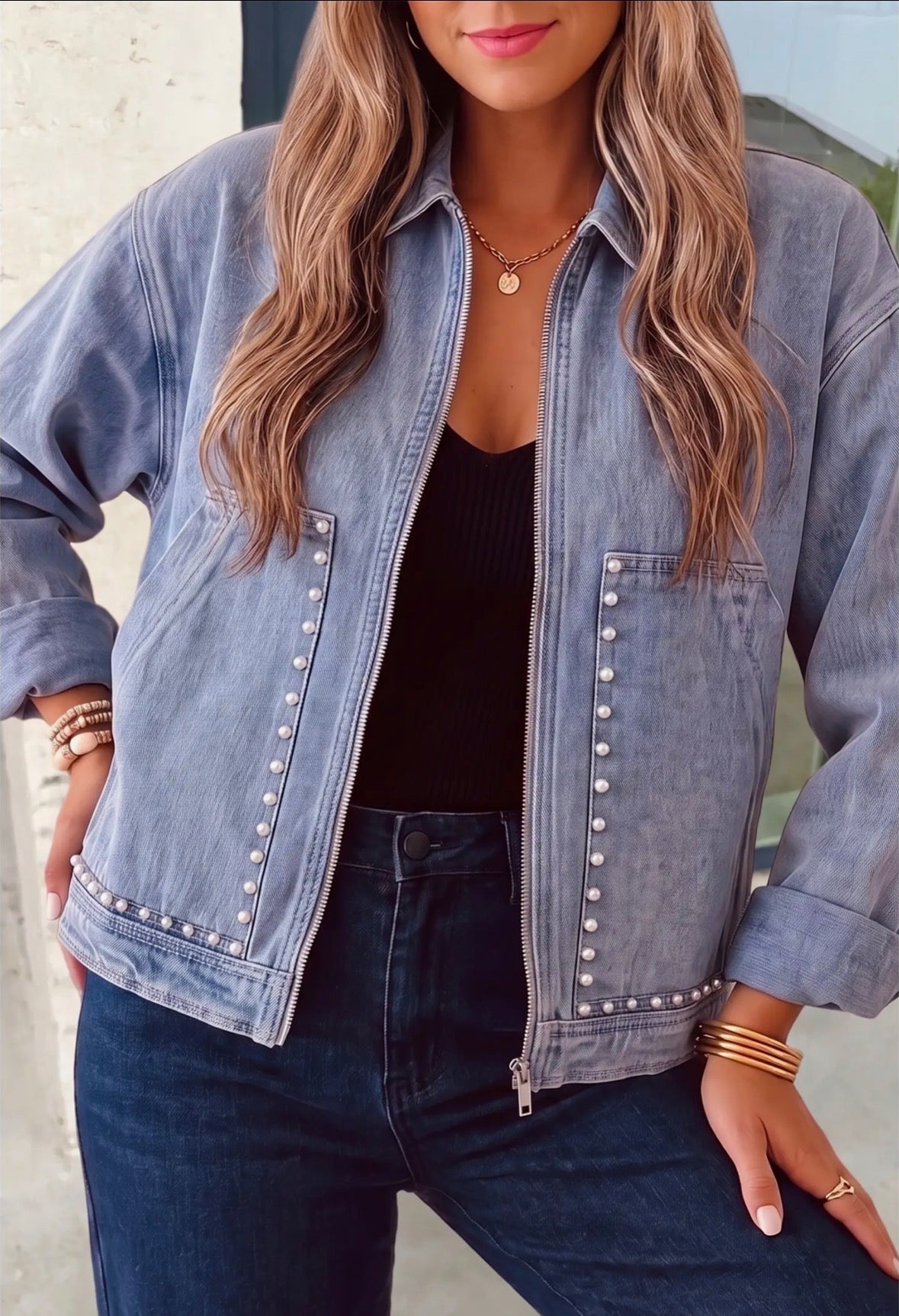 Denim Pearl Jacket