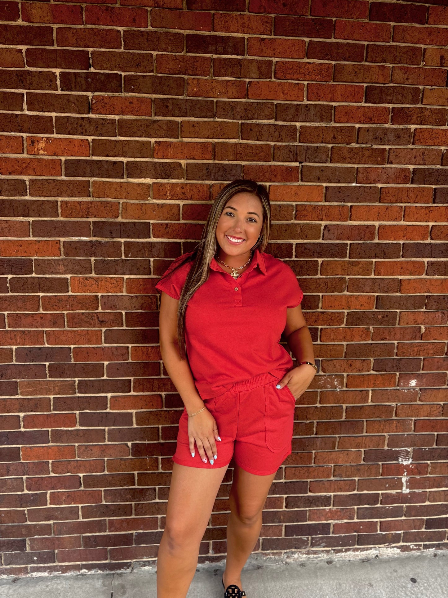 Polo Top Elastic Waist 2 piece set