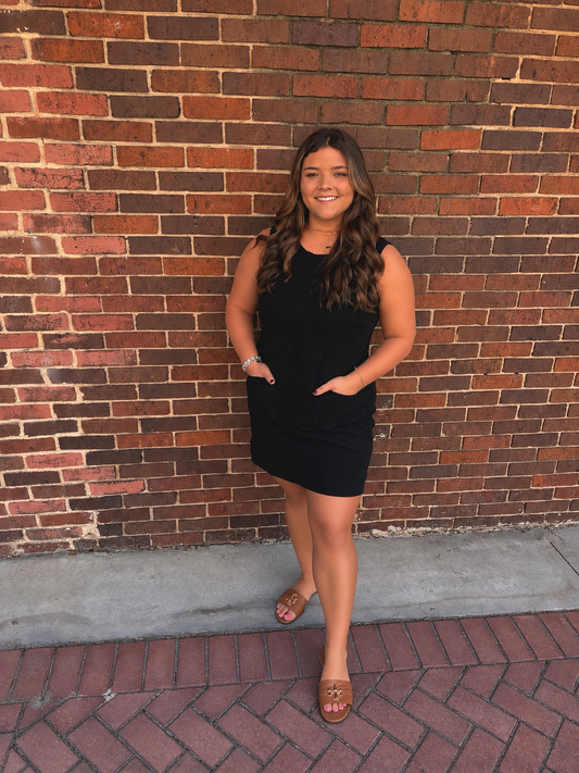 Black Dress with Patch Pockets