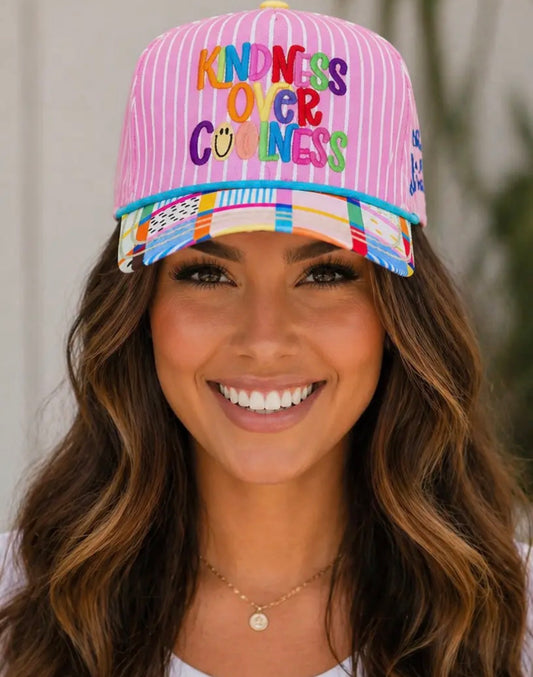 PRE - ORDER Kindness Over Coolness Hat - Colorful Embroidered Hat
