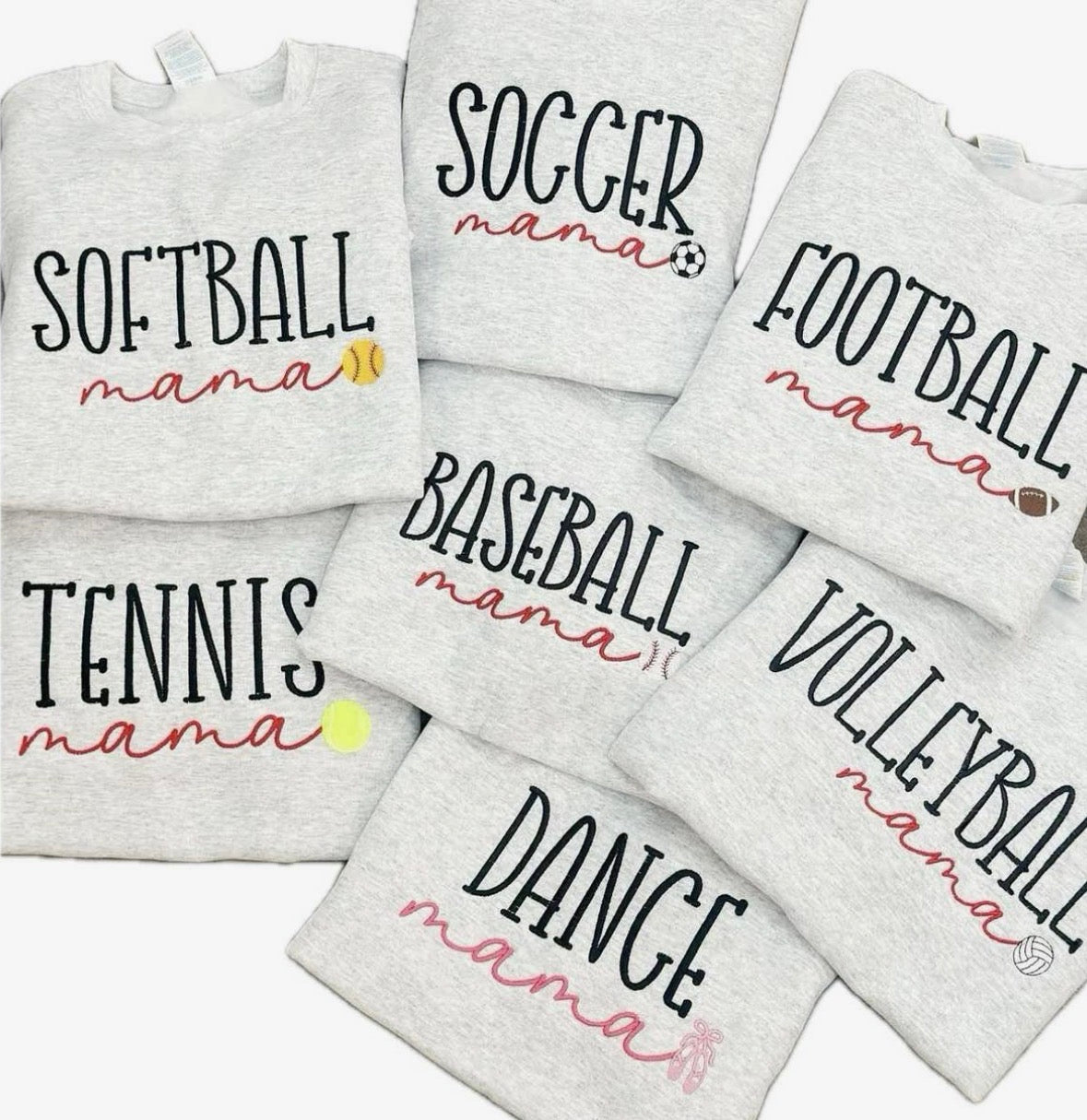 Pre-Order Embroidered Sports Mama Sweatshirt - Include threading color in text box below