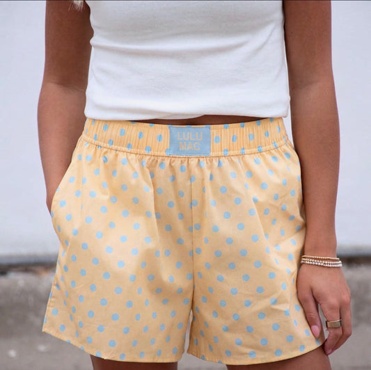 Butter/Light Blue Polka Dot Boxer Shorts
