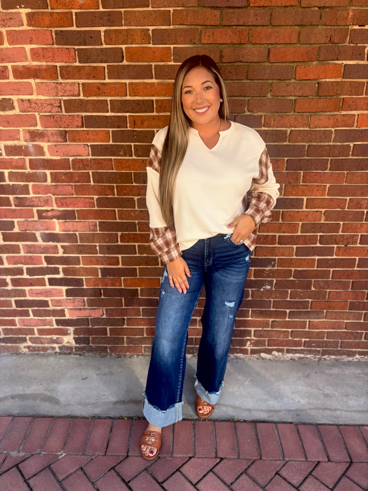 Plaid Patchwork Casual Top
