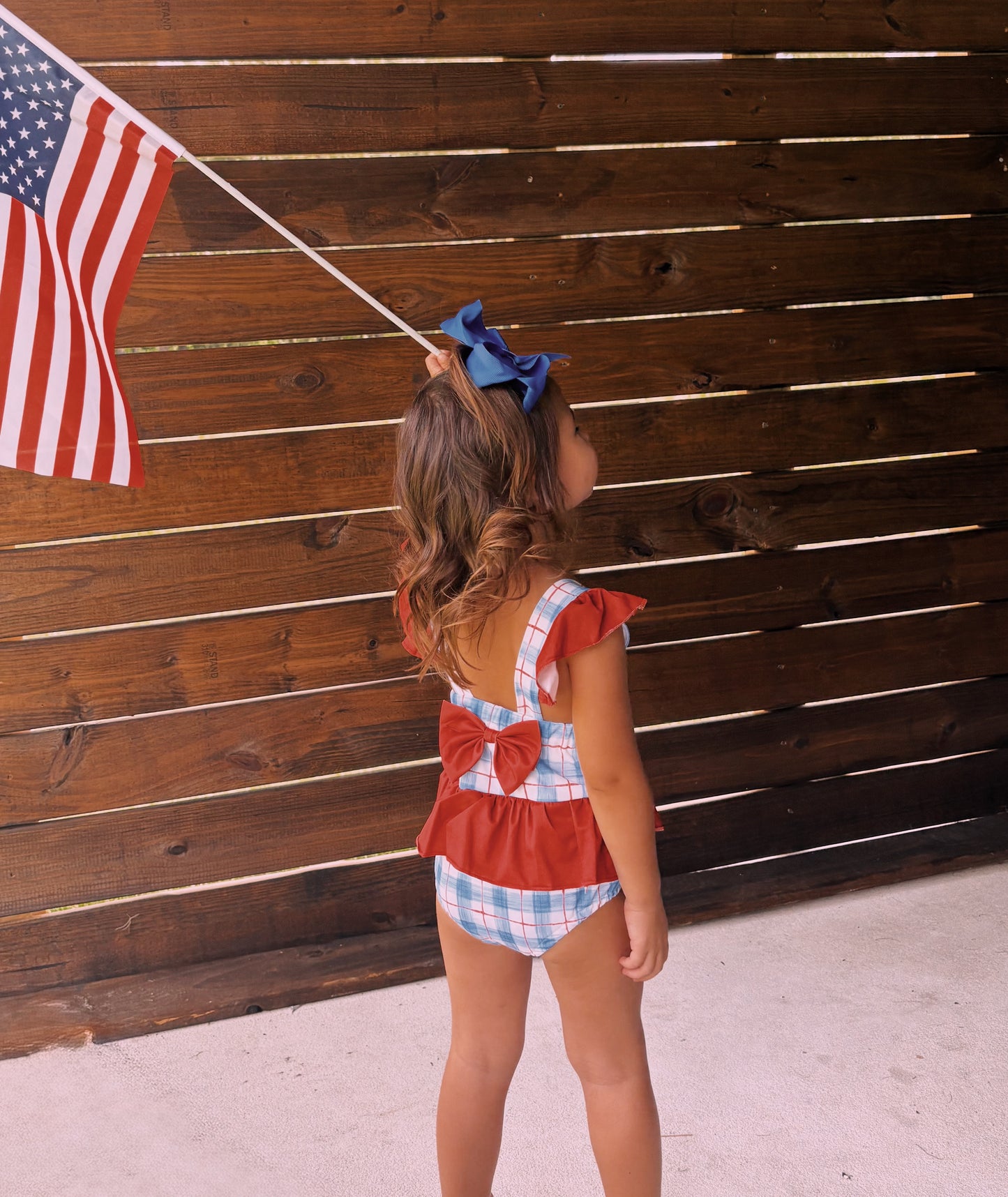 Flag patriotic girl bathing suit