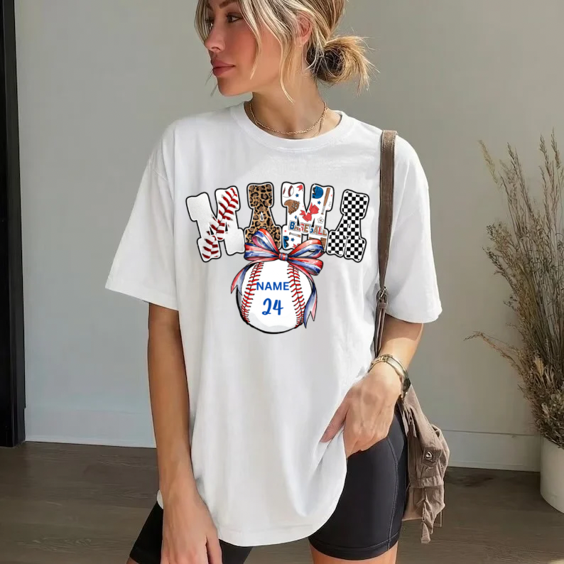 Custom Baseball Mama Tee - Please include players name and number in the box.
