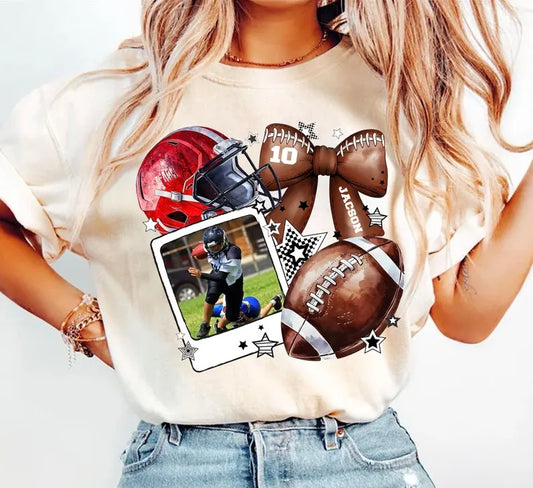 Custom Football Tee - Add file along with the child’s jersey number