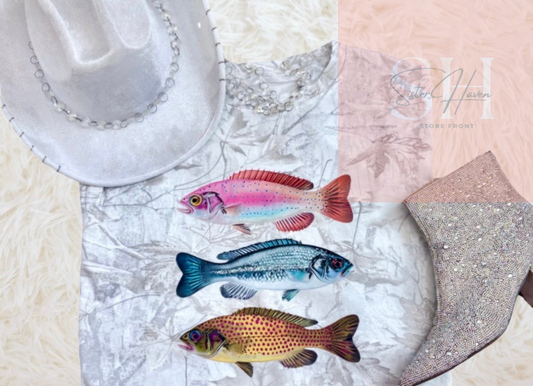 Gray/White Camo Fish Tee