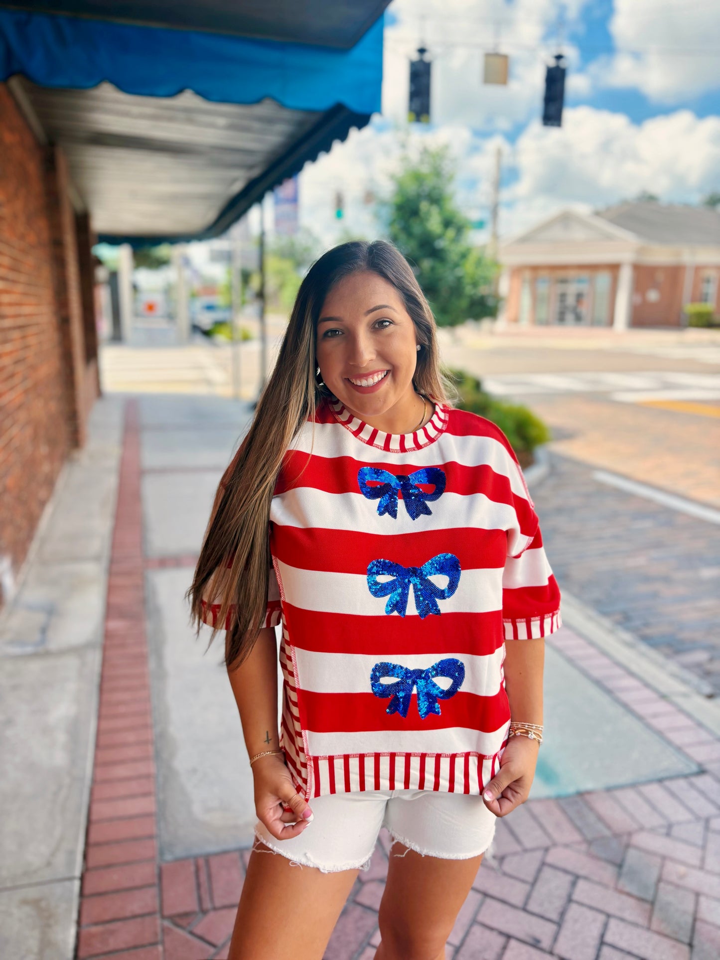 Red, White, & Blue Sequined Top