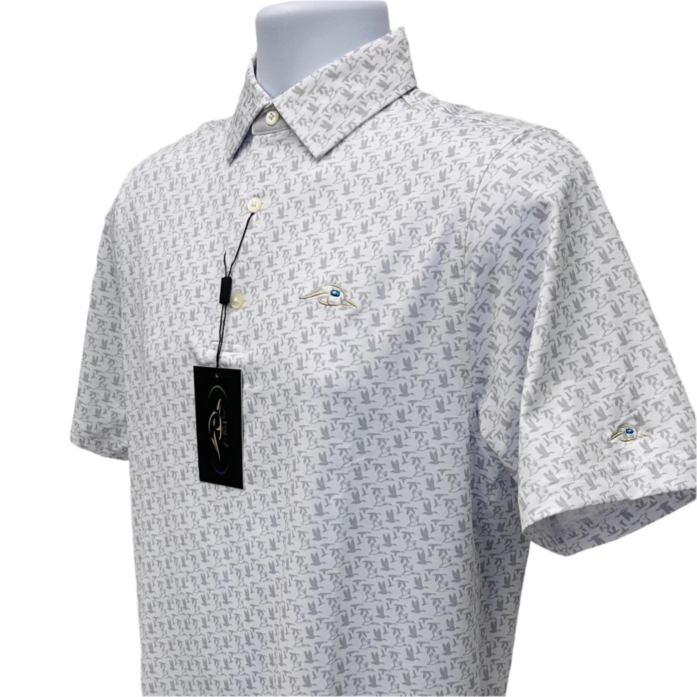 AFW White With Grey Flying Ducks Polo