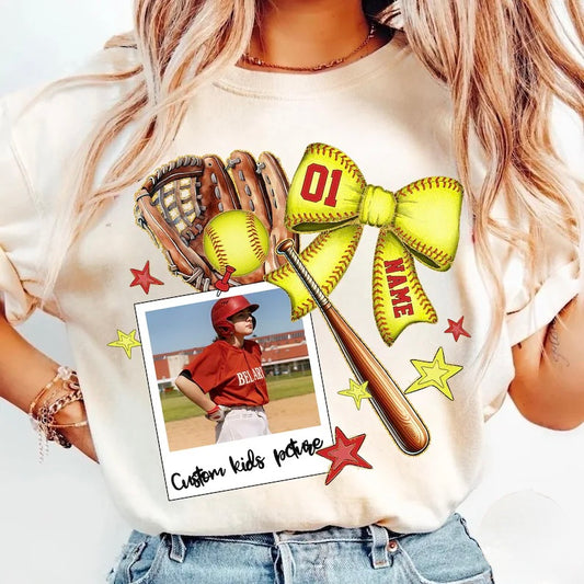 Custom Softball Tee - Add file along with the child’s name and jersey number.