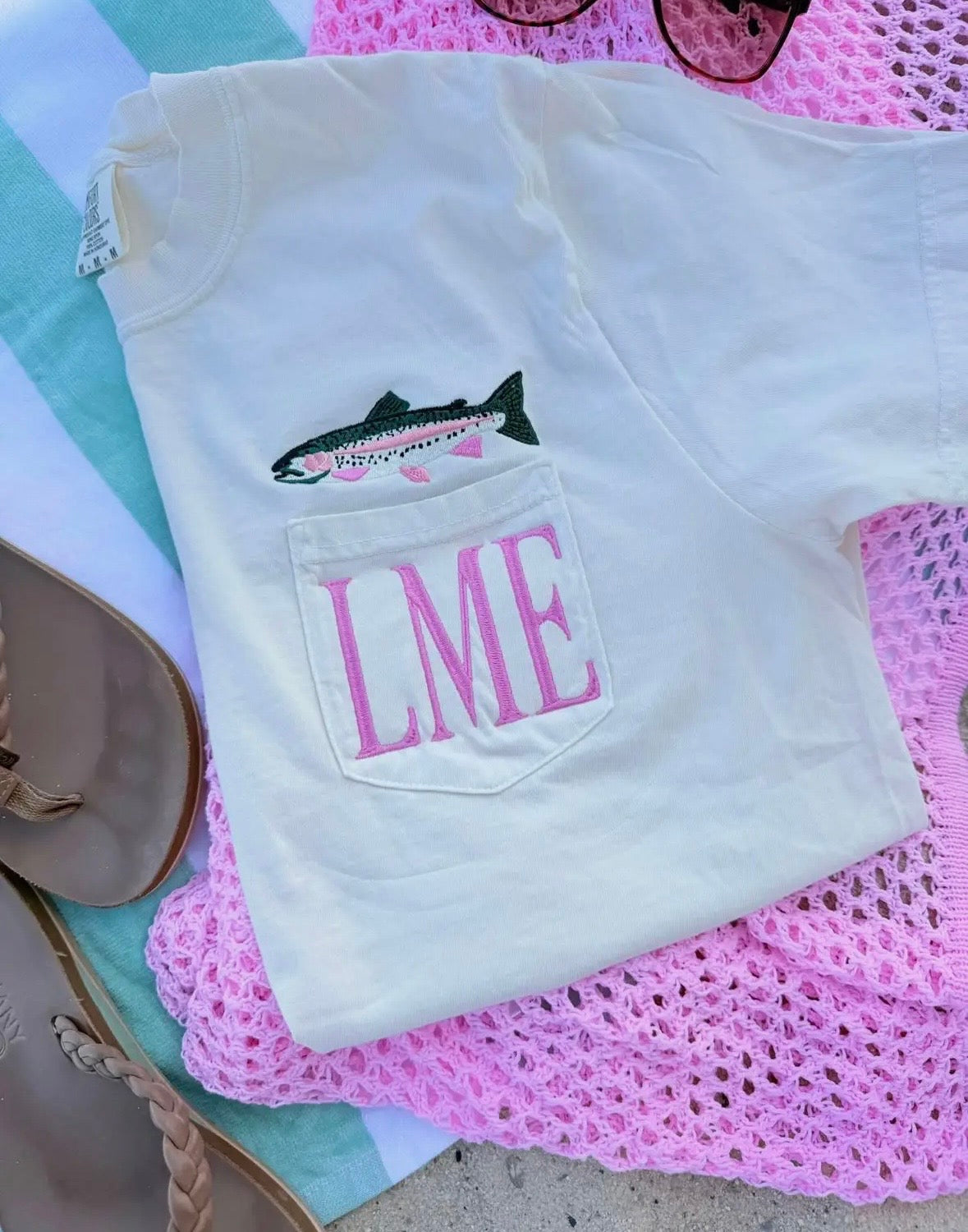 Pre-Order Rainbow Trout Pocket Tee - Initials Embroidery