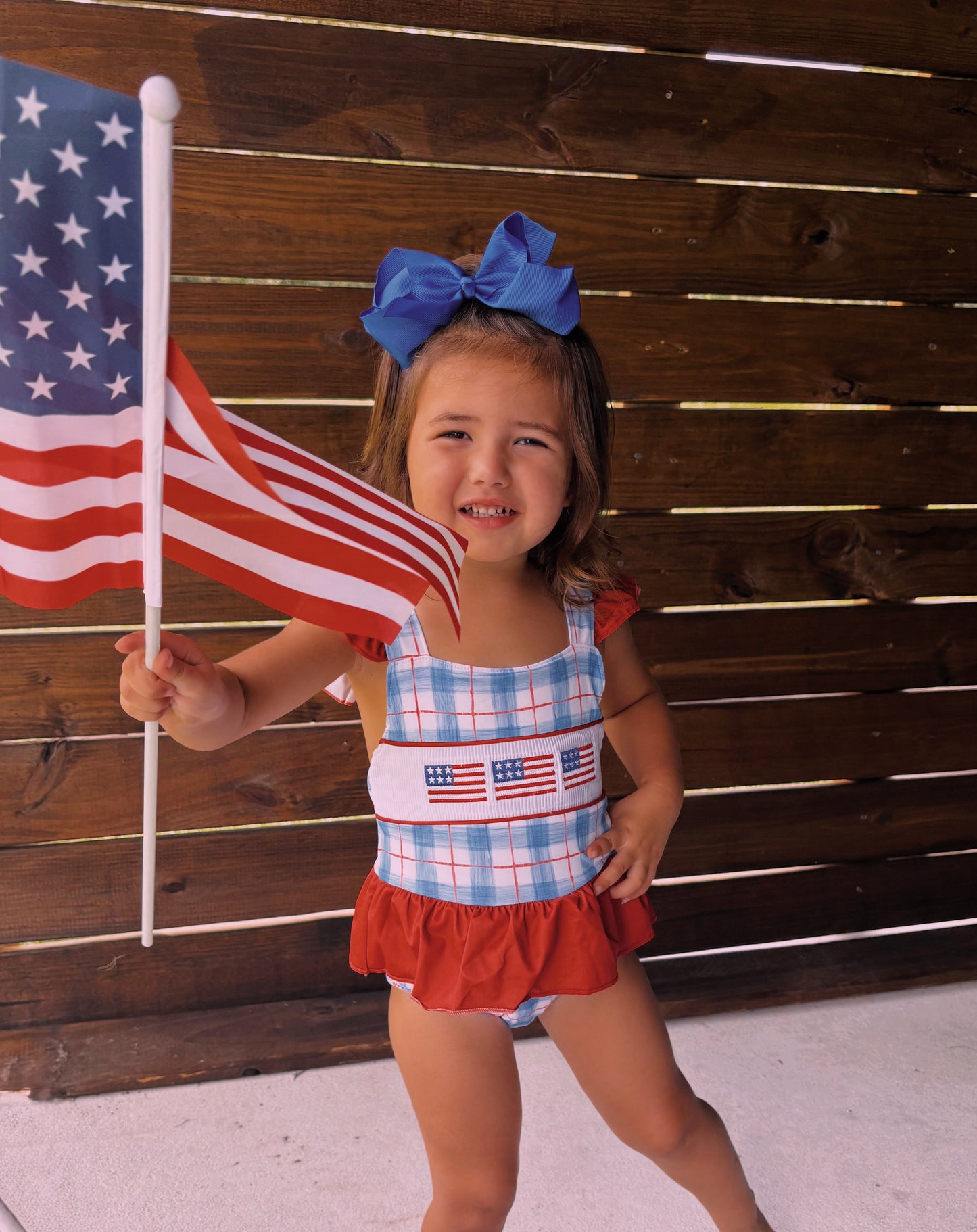Flag patriotic girl bathing suit