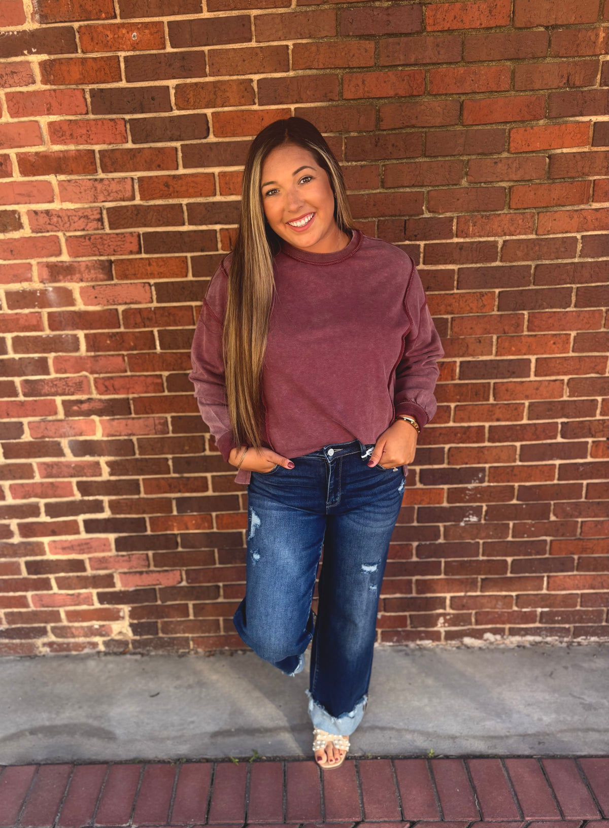 Acid Wash Exposed Seam Sweatshirt