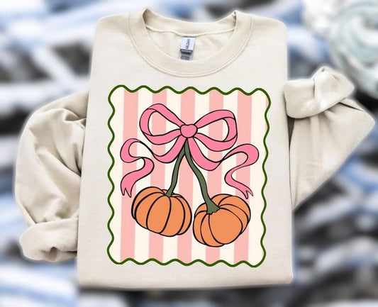Crew neck bow pumpkins
