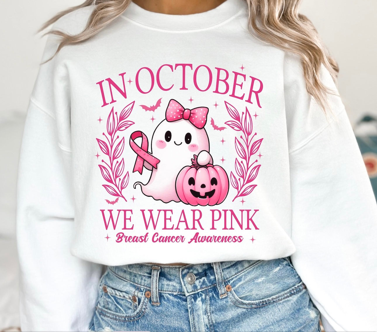 In October we wear pink sweater